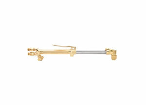 Harris 1001204 17" 90° welding cutting torch, brass & silver, control valves, for all fuel gases. Welding tool on white background.