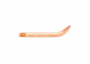 A copper-colored metal pipe, made of tellurium copper, with threading on one end and a smooth, curved bend on the other—similar to an acetylene brazing tip—is displayed on a white background.