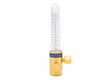 A compensated flowmeter for gas-shielded arc welding, this brass device features a transparent vertical tube with a marked scale for precise flow control; HARRIS is printed on the metal base.
