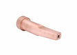 A copper welding or cutting torch nozzle, such as a Harris gouging tip, with a cylindrical base and a tapered rectangular tip featuring multiple small holes at the end, isolated on a white background.