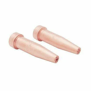 Harris Model 6290-6S Hand Cutting Tips 1501520, copper, welding torch accessories, conical, shown side by side on white.