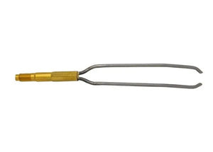 Harris Model 9501 Twin Tip brazing tool with gold handle, curved silver prongs for welding large diameter tubing, WeldingMart.