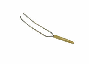 Harris Model 9501 Twin Tip metal brazing fork, 6 7/8", gold handle, for large diameter tubing, welding tool on white background.
