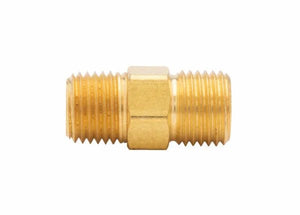 Harris 957-R brass nipple-outlet fitting, threaded ends, hex section, for welding torch pipe connections at WeldingMart.