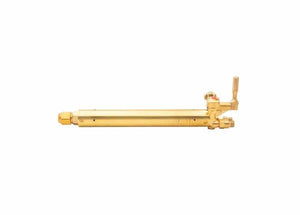 Harris Model 98-6TAE-32 Machine Cutting Torch 18" barrel, brass, heavy-duty welding tool with control lever, on white background.
