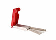 The Harris Model C-9 Standard One-Piece Tip Cleaner (9000156) features multiple thin blades fanned from a silver handle with a bright red metal cover, partially open against a plain white background.