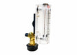 The Harris 5401201 - FM520 HVAC Flowmeter features a clear acrylic body, vertical graduated scale, metal float, and an adjustable brass/black valve for precise fluid or gas flow measurement—ideal for back-purging applications.