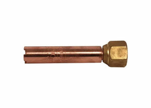 Harris Model H-62-3P Heating Tip 9100520 for welding, hex brass end & copper body, reliable torch accessory on white background.