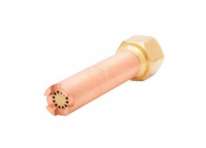 Harris Model H-62-3P Specialty Heating Tip 9100520, copper/brass, hex connector for Harris cutting torch; welding accessory.