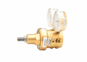 Harris HP3550-250P Brass Regulator for welding, dual gauges, stainless diaphragm, precise flow control, white background.