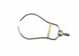 The Harris Model QC9680 Preformed Long-Loop Twin Tip with Brace - QC9693 is a stainless steel, oval-shaped HVAC bracket featuring a brass rectangular bar and threaded connector for medium diameter tube brazing, shown on a white background.