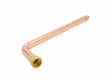 A copper pipe with a 90-degree bend, featuring a brass threaded fitting on one end, similar to a brass tip tube from the Harris Model T-43 tip tube line, isolated on a white background.