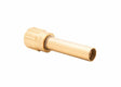 A brass compression fitting with a threaded cap and smooth cylindrical body, designed for connecting pipes or tubing in positive pressure mixing systems or welding and brazing applications, isolated on a white background.