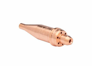 Harris V1-101-0 V-Series Copper Acetylene Cutting Tip 1502090 for hand torch welding, precision metal fabrication, on white.