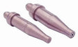 Harris V1-101-3 V-Series hand cutting torch tips, copper, tapered, for welding metal fabrication; shown side by side.