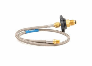 Harris PIGTAIL 72" stainless steel armored hose, 1/4" NPT(F)xNPT(M), brass fittings, for welding equipment, WeldingMart.