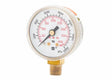 Harris 1.5" Regulator Pressure Gauge 9006030 for welding, 400 PSI/2800 kPa, black/red dial, metal case, brass connector.