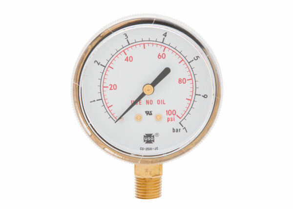 Harris Regulator Pressure Gauge 2-1/2"100PSI/7BAR BRS - 9006289 - WeldingMart.com