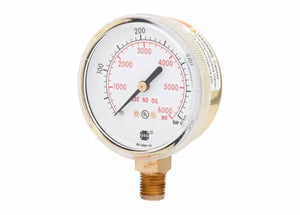 Harris Regulator Pressure Gauge 2-1/2"6000 PSI/400 BAR BRS - 9006252 - WeldingMart.com