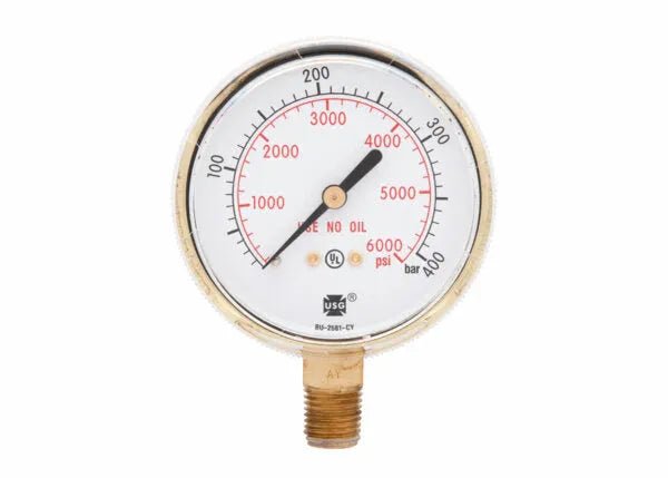 Harris Regulator Pressure Gauge 2-1/2"6000 PSI/400 BAR BRS - 9006252 - WeldingMart.com