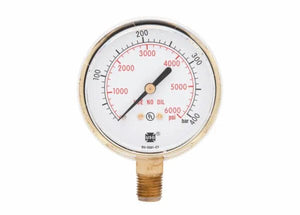 Harris Regulator Pressure Gauge 2-1/2"6000 PSI/400 BAR BRS - 9006252 - WeldingMart.com