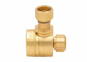 Brass plumbing fitting with a hexagonal nut on top, a cylindrical body, and a compression connector on the side, compatible with Harris S-98-C adjustable tip adapter for joining pipes in various welding positions.