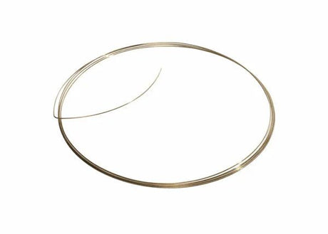 A Harris 4521 - Safety-Silv® 45 high silver brazing alloy wire (3/64 in., 1 toz. cup) is loosely coiled into a circle with one end slightly apart, displayed on a plain white background.