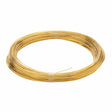 A neatly wrapped coil of Harris SF50N STRIP .010 X 1/2 - 50NS01012 gold-colored wire, held by three bands, forms a circular loop with a small section of wire end protruding.
