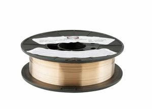 The Harris Silicon Bronze .025 10lbs Spool MIG GMAW Welding Wire (00SIB15) is wound on a black plastic reel with a central hole and a white top label, all shown clearly against a plain white background.