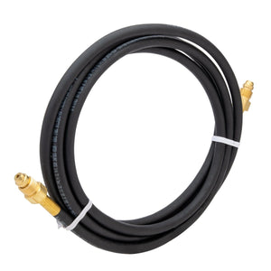 Harris Single Inert Gas Welding Hose 4300138, coiled black 3/16" hose with brass fittings, ideal welding accessory.