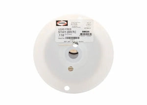 A white plastic spool labeled “Harris Stay Brite Lead-Free Solid Wire Solder - 0.118 in (3.0 mm) - 25 lb Spool - SB625” is shown from above, with a visible coil of solder, product info, and barcode on the label.