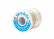 A 4 lb box of Harris SB21 Stay Brite Lead-Free Solid Wire Solder, 3/64 in (1.2 mm) diameter, features a thin silver-colored wire ideal for HVAC applications; the spool has a white and blue label with brand and specs.