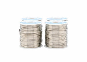 Four spools of Harris SB21 Stay Brite Lead-Free Solid Wire Solder (3/64 in, 4 lb box) are arranged in two rows. Each spool features a blue and white label. The background is plain white.