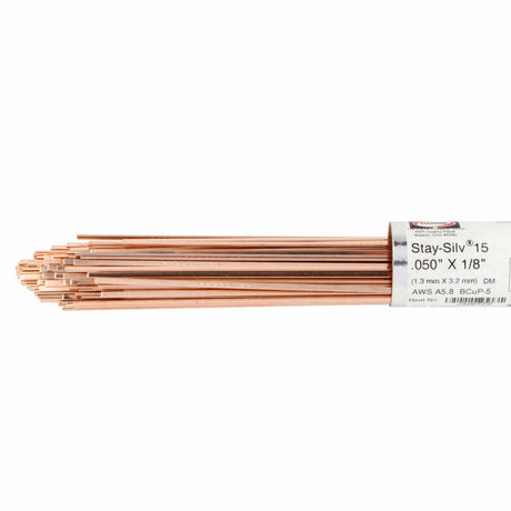 Harris Stay-Silv 15 Brazing Alloy 0.050 x 1/8 x 20 in. x 1 ea. 5 lb. tube - 15620F5 - WeldingMart.com