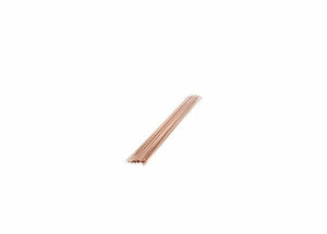 A bundle of Harris 5620F1 Stay-Silv 5 Phos-Copper Brazing Alloy rods (0.050 x 1/8 in, 1 ea Tube) lies neatly aligned on a white background, showcasing their smooth reddish-brown surfaces—perfect for copper-to-copper brazing.