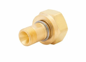 Harris B-to-MC Adaptor 8808851 brass welding fitting, hex nut, threaded male end, seals CGA 520 to CGA 200 tanks. WeldingMart.