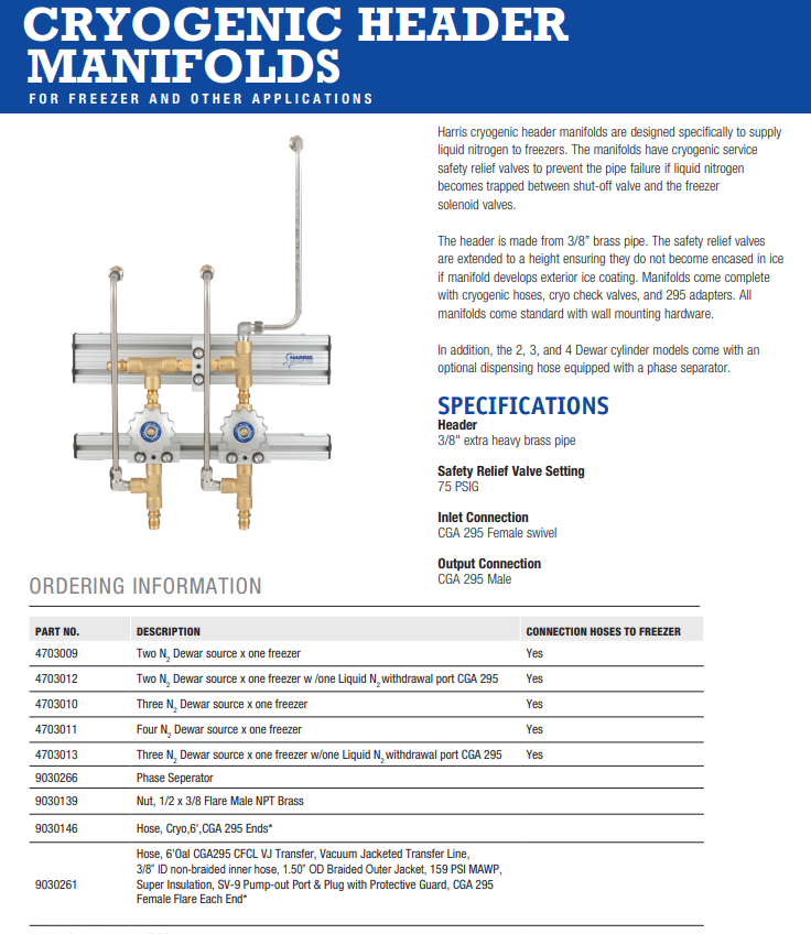 Harris Two N2 Dewar Source x One Freezer with one Liquid N2 Withdrawal Port CGA 295 - 4703012 - WeldingMart.com