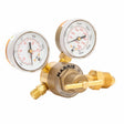 Harris 301-100-580 Single Stage Regulator for argon, helium, nitrogen; brass body, dual gauges, welding gas equipment.
