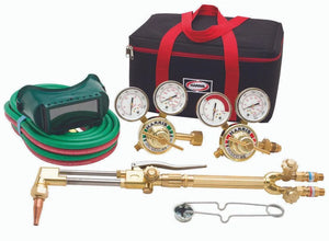IRONWORKER 2 HV3145-510 DLX welding kit with gauges, hoses, goggles, case, regulators & torch handles on white. WeldingMart tools.