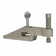 A metal wedge clamp with two threaded bolts, used for industrial fit-up or as a pipe alignment tool during machining or fabrication processes, shown against a plain white background.