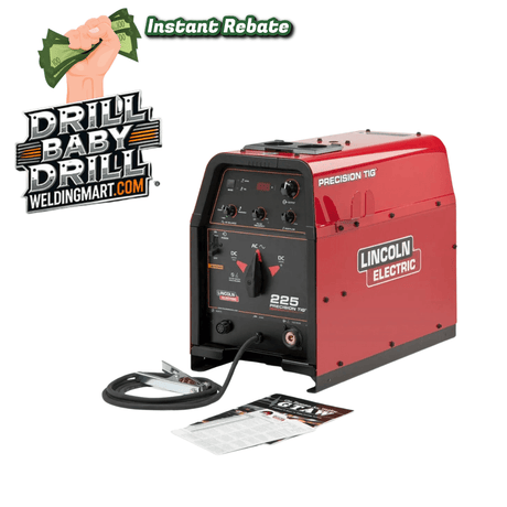 Lincoln Electric welding machine with 'Drill Baby Drill' and WeldingMart.com branding on a white background.