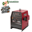 Red and black Lincoln Electric welding machine with 'Drill Baby Drill' and WeldingMart.com branding.