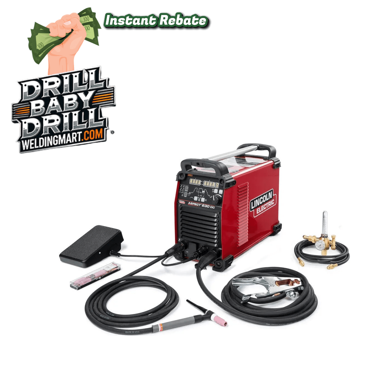 Lincoln Aspect 230 AC/DC - DC Air-Cooled One-Pak - K4347-1 - Drill Baby Drill Instant Rebate