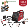 Lincoln Electric welding machine with accessories and $400 rebate with promotional text on a white background