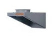 The KEMPER - WALL BRACKET WITH K-PIECE (1440028) is a gray, rectangular industrial metal hood with a round duct connector and Kemper label, designed for ventilation or extraction systems. The hood angles downward on a plain white background.