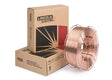 Lincoln .045 SUPERARC AK-10 33 SSP ED034895 welding wire spool with Lincoln Electric boxes for 690 MPa welds on white background.