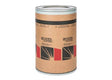 A large cylindrical container with a brown paper label and metal top and bottom. The label displays the Lincoln Electric logo, bold black and red graphics, and indicates it contains E71T-12M flux-cored welding wire for FCAW-G applications.