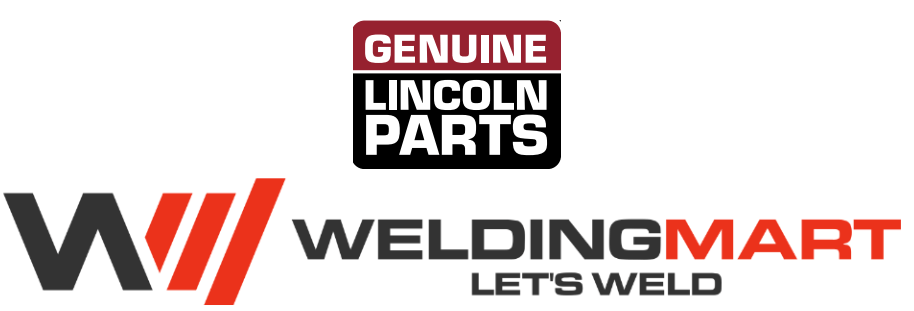 Genuine Lincoln OEM welding parts and WeldingMart logo with stylized W; 1/2-13X4.00HHCS-1.25-SS bolt product details shown.