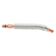 The Lincoln 22° Thru-Arm Gooseneck (Tregaskiss) KP3354-22 is a curved silver metallic torch neck with copper connectors and threaded fittings, shown horizontally with the curve to the right on a white background.