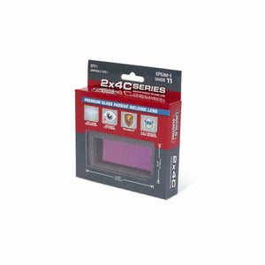 Lincoln 2x4C Series Shade 11 Welding Lens KP5268-3 in red and gray packaging with visible purple-tinted lens—WeldingMart tools.